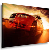 Roter Audi Sonne Leinwandbild / AK Art Bilder / Auto+ Mehrfarbig Kunstdruck