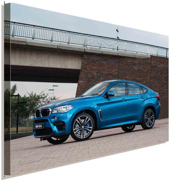 BMW X6 M Blau Metalic Leinwandbild AK Art Studio Wanddeko Wandbild TOP AUTO XXL