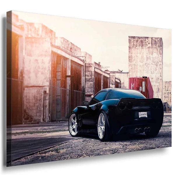 Corvette Beton Style Leinwandbild / AK Art Bilder / Auto + Mehrfarbig