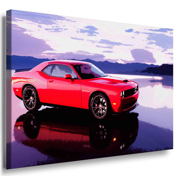 Dodge Challenger Leinwandbild LaraArt Bilder Mehrfarbig Wandbild TOP XXL Auto