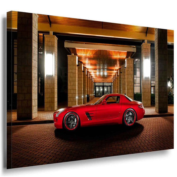 Roter Sportwagen Mercedes Leinwandbild / AK Art Bilder /Auto Mehrfarbig