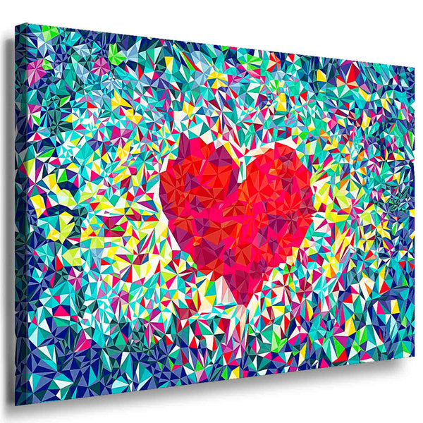 Herz Mosaik Love Leinwandbild AK Art Bilder Mehrfarbig Wandbild Made in Germany Abstrakt