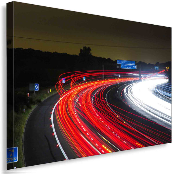 Highway Lichter Rot Weiß Abstrakt Leinwandbild / AK Art Bilder / Leinwand Bild + TOP XXL