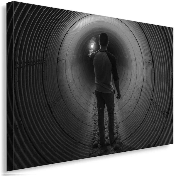 Mann im Tunnel S/W Leinwandbild / AK Art Bilder / Leinwand Bild + Mehrfarbig + Kunst