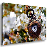 Uhr & Blumen Leinwandbild AK Art Bilder Mehrfarbig Wandbild TOP XXL Geschenk