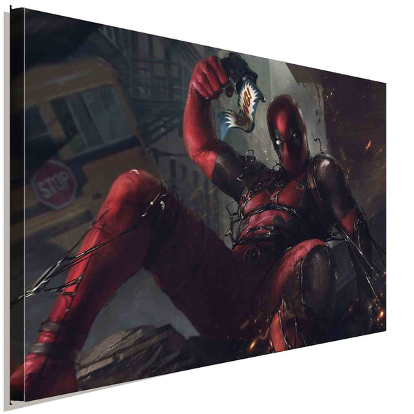 Deadpool Bang! Leinwandbild AK ART Kunstdruck Wandbild Wanddeko Mehrfarbig XXL