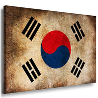 Flagge Süd Korea Leinwandbild AK Art Bilder Mehrfarbig Kunstdruck Wandbild XXL