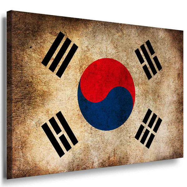 Flagge Süd Korea Leinwandbild AK Art Bilder Mehrfarbig Kunstdruck Wandbild XXL