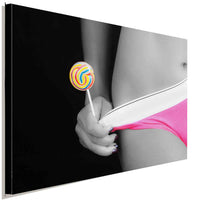 Frau Lolly Pop Leinwandbild AK ART Kunstdruck Wandbild Wamddeko Mehrfarbig Top