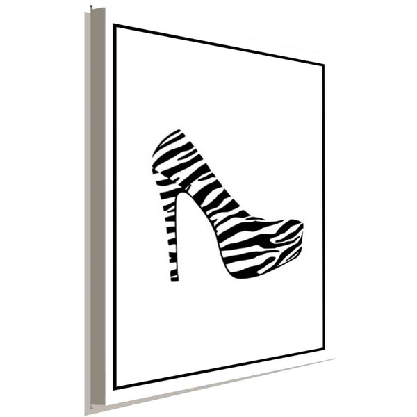 High Heel Zebra Schwarz Weiß Leinwandbild AK ART Kunstdruck Wandbild Wanddeko