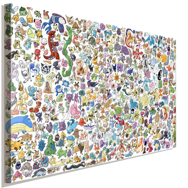Pokemon Catch Em all Leinwandbild AK ART Kunstdruck Wandbild Wanddeko Mehrfarbig