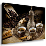 Kaffe Leinwandbild AK Art Bilder Mehrfarbig Kunstdruck XXL Wandbild Wanddeko