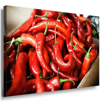 Chilli Rot Leinwandbild AK Art Bilder Mehrfarbig Kunstdruck Wandbild Wanddeko