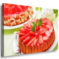 Erdbeertorte Leinwandbild AK Art Bilder Mehrfarbig Kunstdruck Wandbild TOP XXL