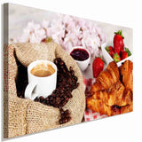 Kaffe & Croissant Leinwandbild AK Art Bilder Mehrfarbig Wandbild Kunstdruck XXL