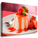 Pudding Erdbeere Leinwandbild AK Art Bilder Mehrfarbig Kunstdruck Wandbild XXL
