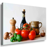 Tomaten Öl Pilze Leinwandbild AK Art Bilder Mehrfarbig Kunstdruck Wandbild XXL