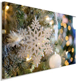 Schneefloke am Weihnachtsbaum Leinwandbild AK ART Wanddeko Wandbild TOP XXL