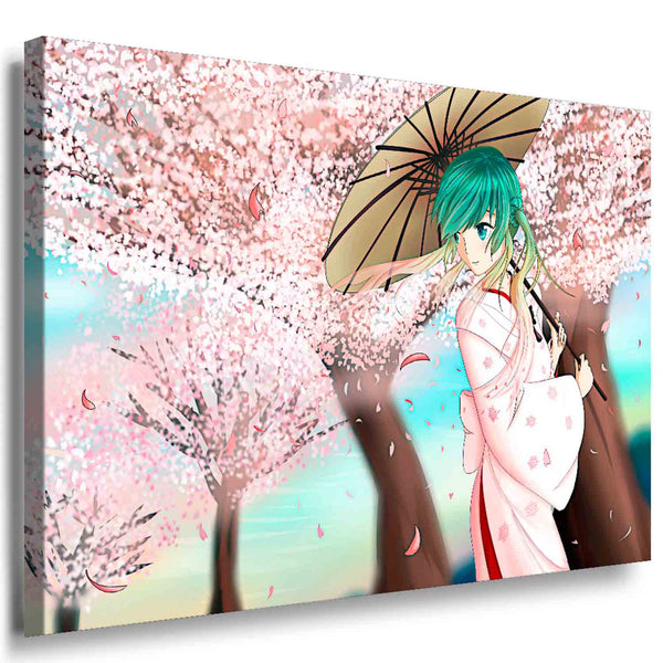 Vocaloid Hatsune Miku Kimono Sakura Leinwandbild AK Art Bilder Mehrfarbig XXL