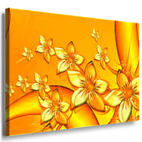 Goldene Blumenwand Leinwandbild AK Art Bilder Schwarz-Weiß Wandbild Kunstdruck