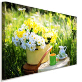 Blumen Frühstück Grün Leinwandbild AK Art Bilder Wanddeko Wandbild Kunstdruck