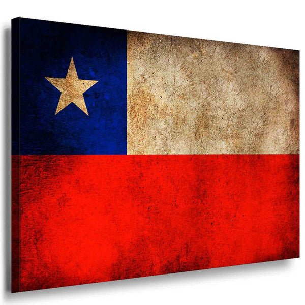 Flagge Chile Leinwandbild AK Art Bilder Mehrfarbig Kunstdruck Wandbild Wanddeko