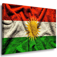 Flagge Kurdistan Leinwandbild AK Art Bilder Mehrfarbig Kunstdruck Wandbild XXL