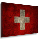 Flagge Schweiz Leinwandbild AK Art Bilder Mehrfarbig Kunstdruck Wandbild TOP XXL