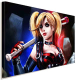 Harley Quinn Baseballschläger Leinwandbild AK Art Bilder Wanddeko Wandbild XXL