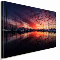 Sonnenuntergang Yacht Leinwandbild AK Art Bilder Wanddeko Wandbild Kunstdruck