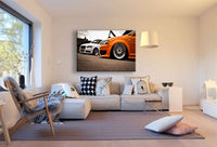 Audi Sportwagen Weiß Orange Leinwandbild / AK Art Bilder / Auto Mehrfarbig