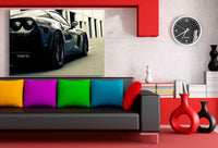 Schwarzer Ferrari Sportwagen Leinwandbild / AK Art Bilder / Auto + Mehrfarbig
