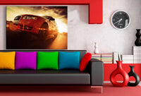 Roter Audi Sonne Leinwandbild / AK Art Bilder / Auto+ Mehrfarbig Kunstdruck