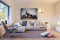 Bobber Leinwandbild – Schwarze & Rote Chopper mit Nummer 93 | AK ART Motorradbild im Vintage-Stil