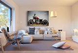 Bobber Leinwandbild – Schwarze & Rote Chopper mit Nummer 93 | AK ART Motorradbild im Vintage-Stil