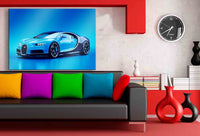 Bugatti Chiron Blau Leinwandbild AK ART Wanddeko Wandbild Auto