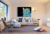 Katze & Abstrakt Leinwandbild AK Art Bilder Mehrfarbig Wandbild