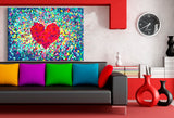 Herz Mosaik Love Leinwandbild AK Art Bilder Mehrfarbig Wandbild Made in Germany Abstrakt