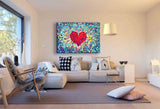 Herz Mosaik Love Leinwandbild AK Art Bilder Mehrfarbig Wandbild Made in Germany Abstrakt