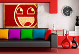 Smiley Abstrakt Leinwandbild AK Art Bilder Mehrfarbig Wandbild TOP XXL