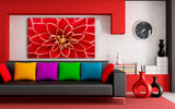 Rote Blume Muster Leinwandbild / AK ART Bilder / Mehrfarbig + Kunstdruck XXL TOP