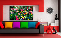 Bunte Tulpen Leinwandbild AK Art Bilder Mehrfarbig Wandbild Kunstdruck XXL TOP