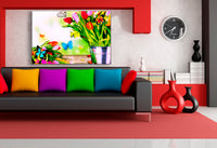 Tulpen Blume Leinwandbild AK Art Bilder Mehrfarbig Wandbild Kunstdruck TOP XXL