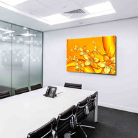 Goldene Blumenwand Leinwandbild AK Art Bilder Schwarz-Weiß Wandbild Kunstdruck