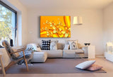 Goldene Blumenwand Leinwandbild AK Art Bilder Schwarz-Weiß Wandbild Kunstdruck