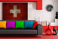 Flagge Schweiz Leinwandbild AK Art Bilder Mehrfarbig Kunstdruck Wandbild TOP XXL