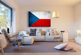 Flagge Tschechien Leinwandbild AK Art Bilder Mehrfarbig Kunstdruck Wandbild XXL