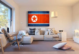 AK Art Bilder Flagge Nordkorea Leinwandbild Mehrfarbig Kunstdruck Wandbild XXL