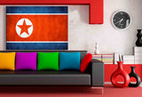 AK Art Bilder Flagge Nordkorea Leinwandbild Mehrfarbig Kunstdruck Wandbild XXL