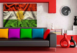 Flagge Kurdistan Leinwandbild AK Art Bilder Mehrfarbig Kunstdruck Wandbild XXL